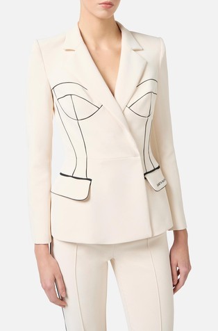 Sako od krep tkanine s kontrastnim detaljima