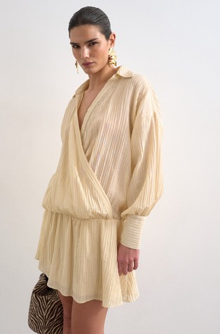 TSLAURA pleated wrap mini dress