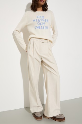 Cotton and wool blend gabardine trousers