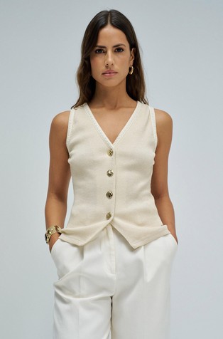 Knitted vest with lurex