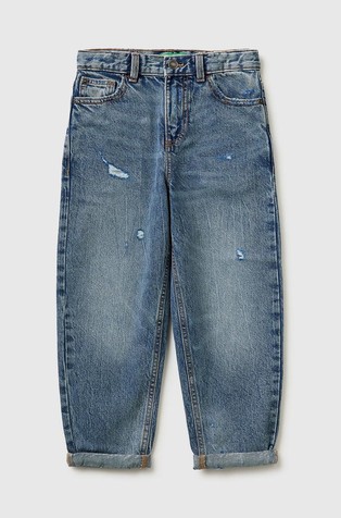 Balloon fit jeans wth distressed details