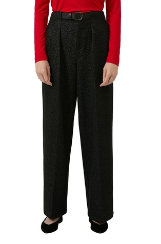 Svjetlucave široke hlače s naborima i ušivenim remenom