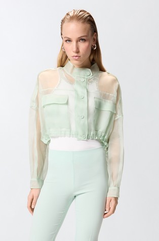Cropped silk jacket