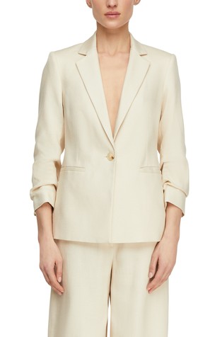 Single-breasted blazer with draped sleeves