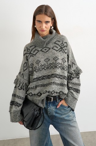 TSFENYA oversized pleten pulover s uzorkom