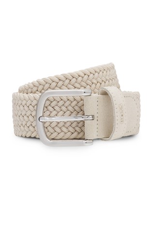 Woven belt with suede trims