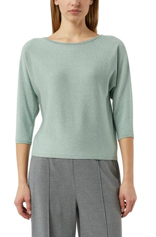 Fine knit sweater with glitter yarn and batwing sleeves