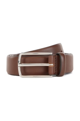 Pin-buckle belt in vegetable-tanned leather