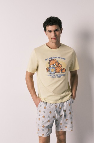 Garfield pamučna pidžama kratkih rukava