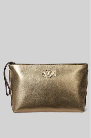 Veća kozmetička torbica od nappa kože s metalnim sjajem