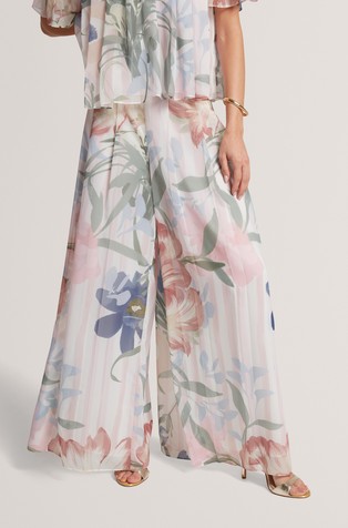 Plisirane široke hlače s cvjetnim uzorkom