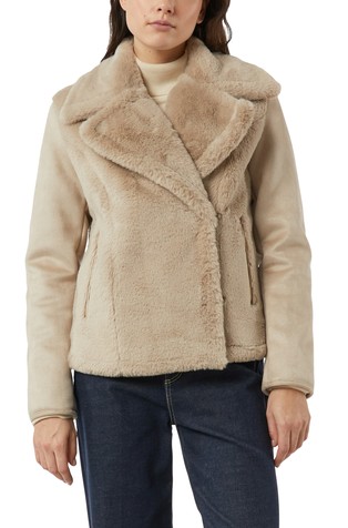 Jakna od brušene kože i umjetnog krzna