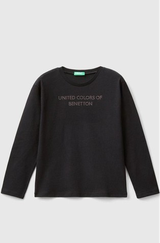 Majica dugih rukava s logotipom s ukrasnim kamenčićima