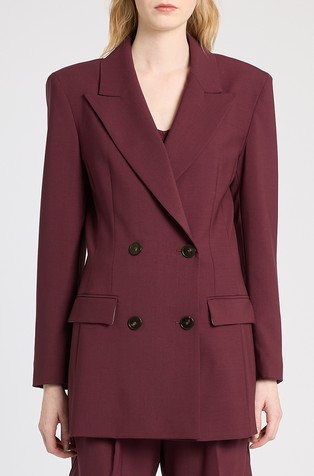 Double-breasted stretch wool blazer