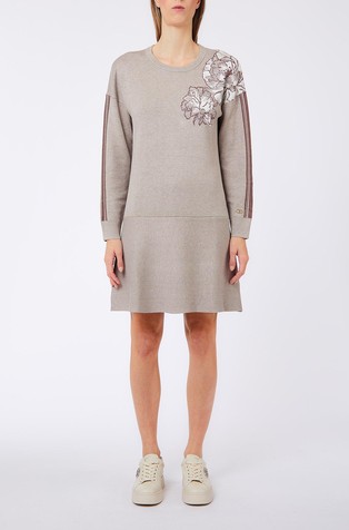 Short knit dress with floral motifs
