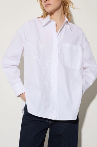 Loose fit košulja od pamučnog popelina s vezom