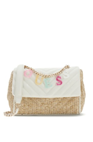 Torbica od umjetne rafije s logo privjescima