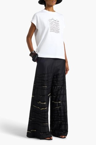 Wide trousers with embroideries