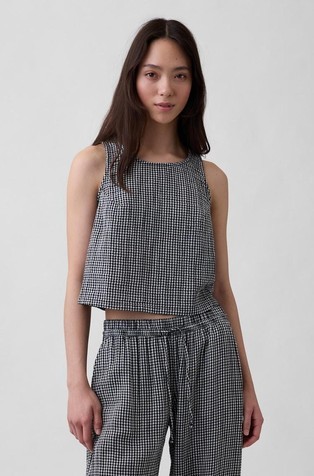 Cotton Gauze Racer Shell Tank Top