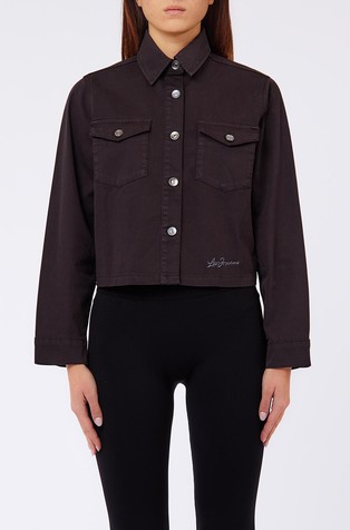 Cropped cotton shirt jacket