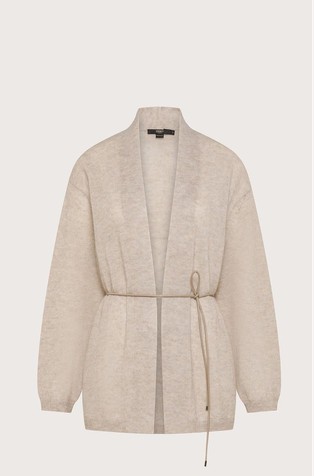 Wool blend cardigan with tie belt
