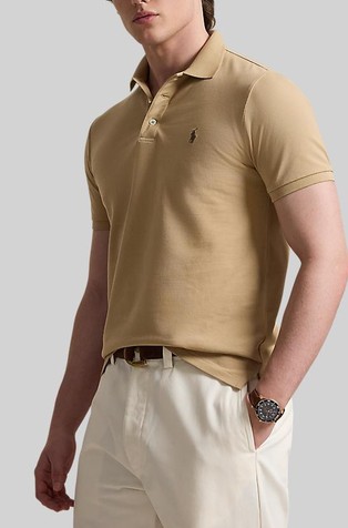 Custom slim fit rastezljiva polo majica s mrežastom strukturom