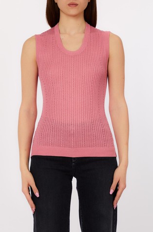 Rebrasto pletena majica s lurex vlaknima