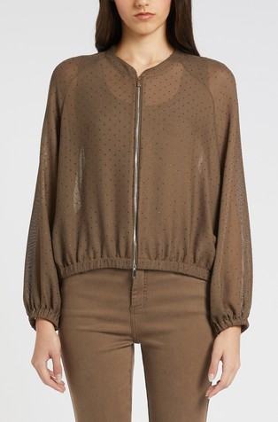 Monochrome prozirna jakna s ukrasnim kamenčićima