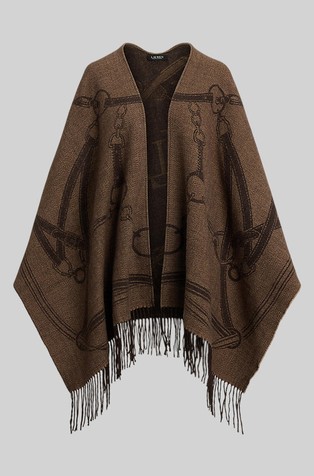 Žakard pončo od mješavine s vunom