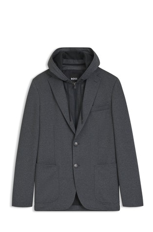 Slim-fit jacket with removable hooded insert