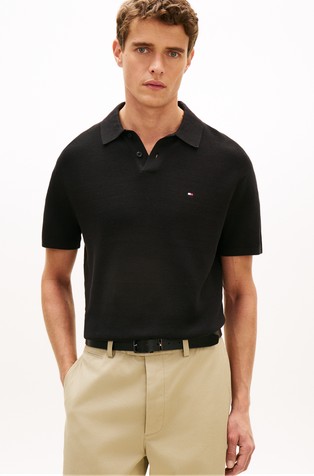 Relaxed fit pletena polo majica kratkih rukava