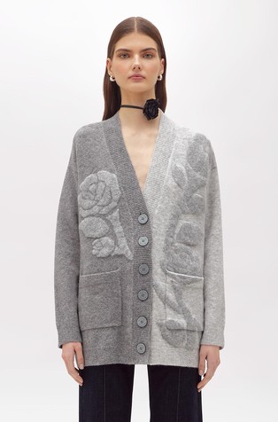 Kardigan sa žakard uzorkom ruža