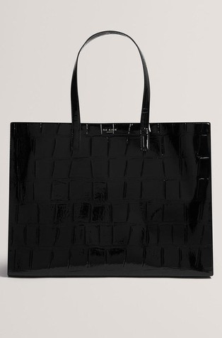 Patent Croc Texture Wide Tote Bag