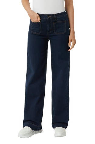 Jeans hlače sa širokim nogavicama i našivenim džepovima