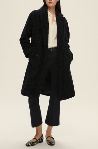 Double-breasted teddy coat