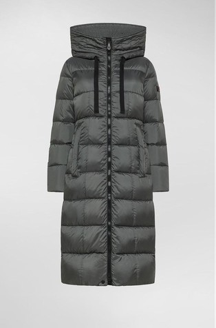 Duga prošivena jakna punjena paperjem s kapuljačom