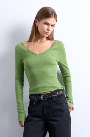 TSWENDY long-sleeved V-neck top