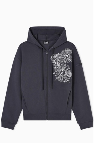 Pulover od mješavine pamuka s kapuljačom i cvjetnim otiskom