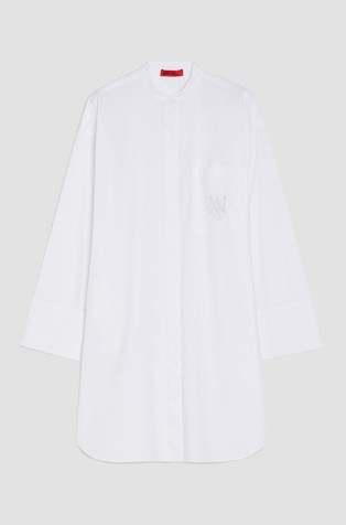 Poplin shirt dress with emblem detail