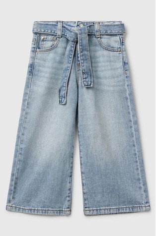 Široke jeans hlače s trakom za vezanje