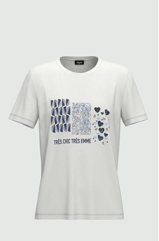 Jersey T-shirt with print and sequins