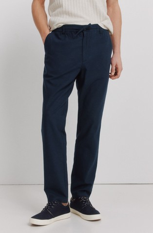 Cotton and linen comfort fit chinos