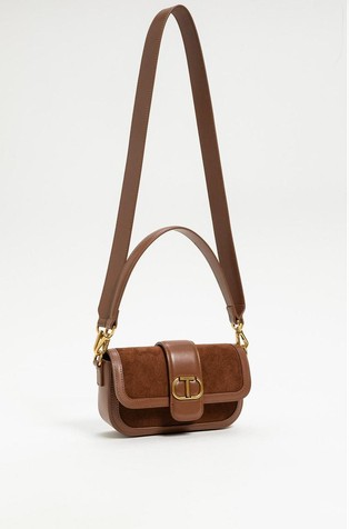 Mala torbica od brušene kože s obrubima od glatke kože