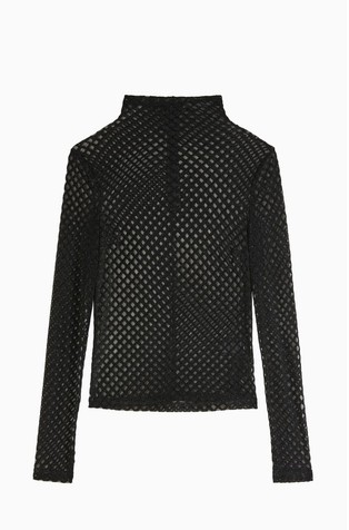 Mrežasta majica dugih rukava s povišenim ovratnikom