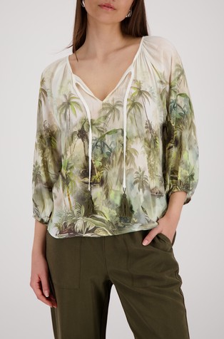 Viscose blouse with tropical print