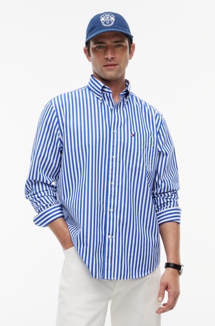 Classic Fit Stripe Poplin Shirt