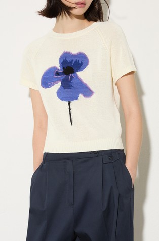 Embroidered knitted T-shirt