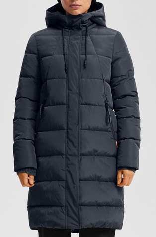 Duga prošivena jakna s kapuljačom