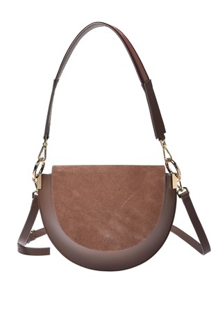 Shoulder bag in suede and smooth leather