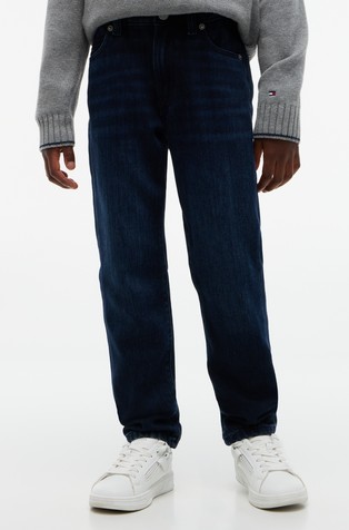 Straight fit jeans hlače s izvezenim zastavicama